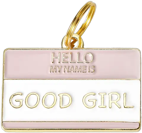 Hello My Name Is Good Girl Collar Tag Pet Tag Png Hello My Name Is Transparent