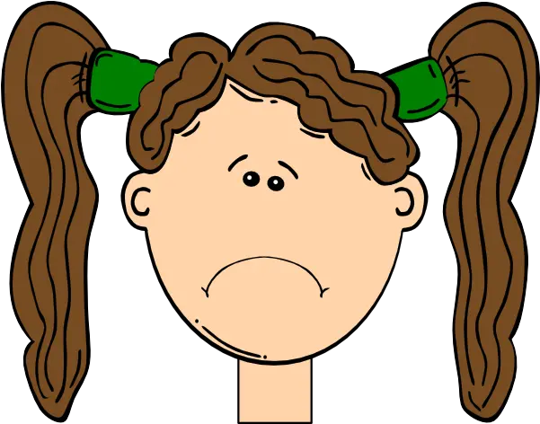 Sad Brown Hair Girl Clip Art Vector Clip Art Cartoon Girl Face Png Brown Hair Png