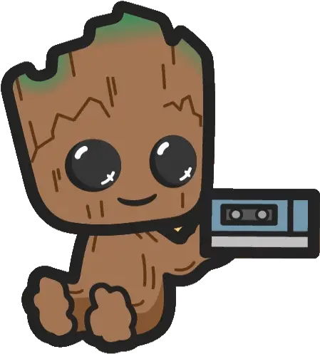Marvel Groot With A Mixtape Sticker Mania Marvel Telegram Stickers Png Groot Png
