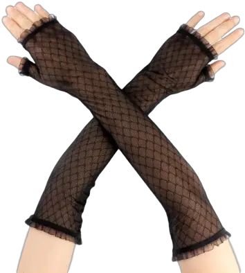 Pattern Black Lace Fingerless Gloves Tights Png Fishnet Pattern Png