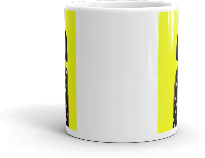 Woman In Polka Dot Dress With Yellow Background Ceramic Mug U2014 House Of Terrance Coffee Table Png Polka Dots Png