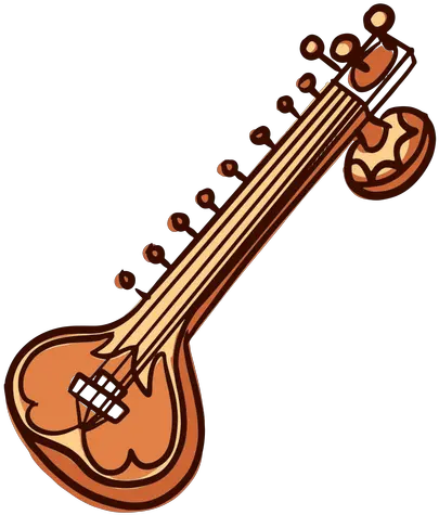 Musical Instrument Sitar Hand Drawn Sitar Line Art Png Instruments Png