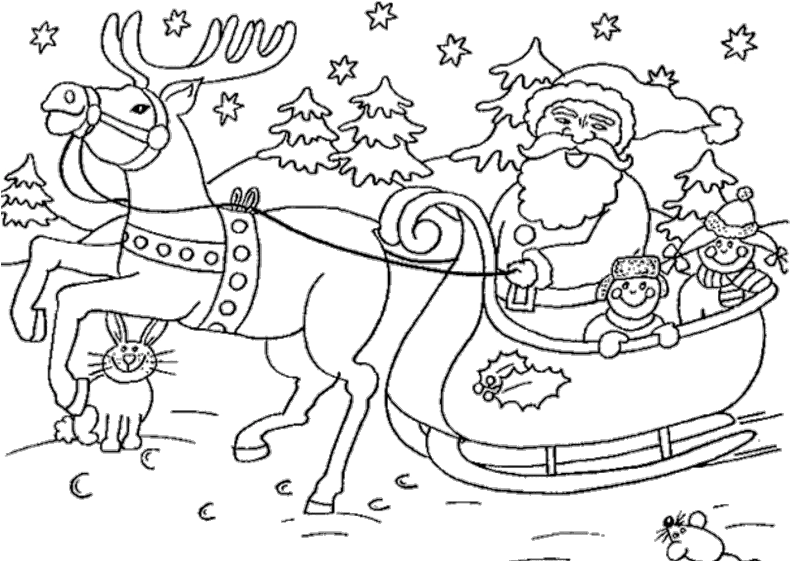 Sleigh Clipart Christmas Ride Christmas Santa Coloring Pages Png Santa Sleigh Transparent