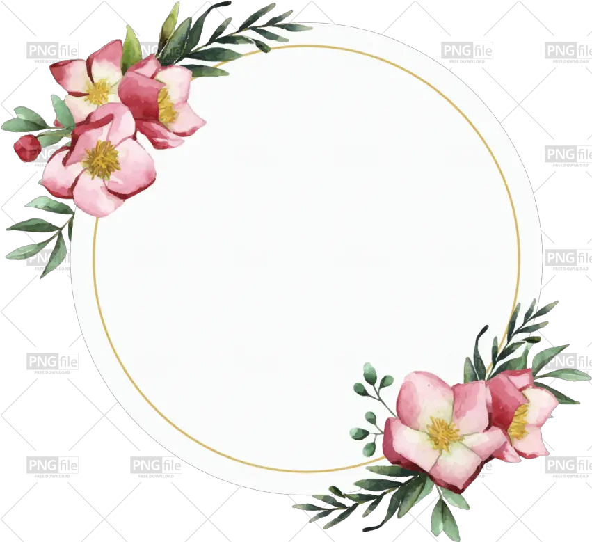 Round Flower Frame Watercolor Png Photo 978 Pngfilenet Flower Round Frame Design Round Frame Png