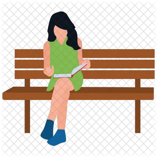 Park Bench Icon Of Flat Style Sitting Girl Icon Png Park Bench Png