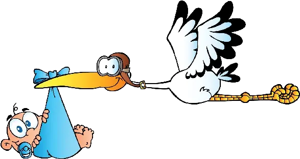 Stork Carrying Ba Boy Cartoon Stork With Baby Clipart Png Baby Clipart Transparent