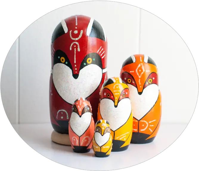 Sparkly Fox Nesting Dolls Set Of 5 U2014 One Wilderness Periwinkle Nuthatch Illustration Png Dolls Png