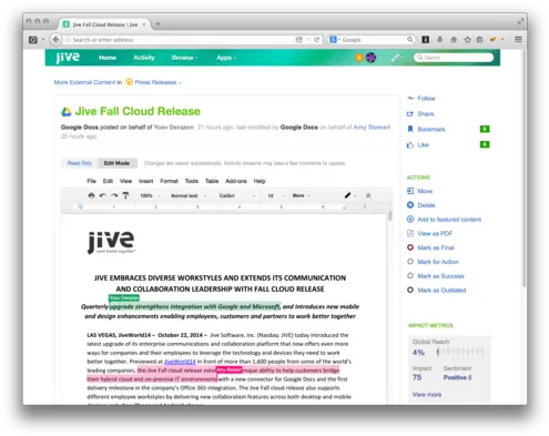 Jive Integrates Enterprise Social Suite With Google Docs Jive Software Png Google Docs Png