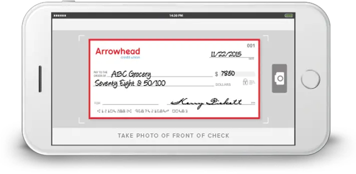 Online Banking U0026 Mobile App Arrowhead Credit Union Smart Device Png Mobile Deposit Icon