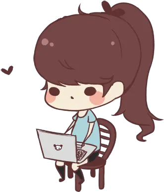 Png Transparent Cute Korean Chibi Girl With Laptop Korean Png