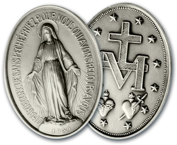 The Miraculous Medal Silver Bullet Of Mi U2013 Militia Miraculous Medal Png Mary Bearer Of Light Icon