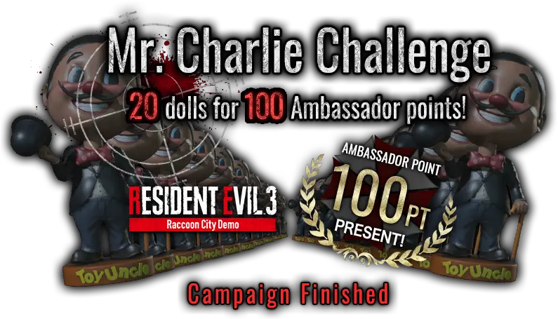 Mr Charlie Challenge 20 Dolls For 100 Ambassador Points Fictional Character Png Resident Evil Png