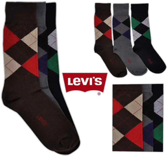 Levis Diamond Pattern Socks Pack Of Three Pairs Grey Brown Levis Png Diamond Pattern Png