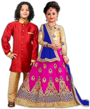 Indian Kids Png In Wedding Wear Lehenga Pink And Blue For Kids Indian Png