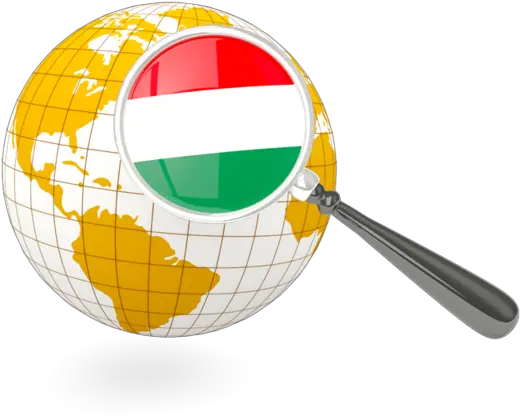 Magnified Flag With Globe Illustration Of Hungary Globe Germany Png Hot Spot Icon