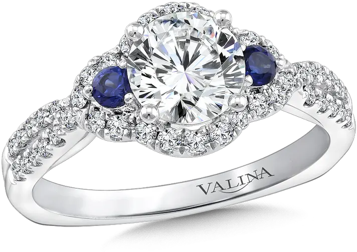 Valina Diamond And Blue Sapphire Halo Engagement Ring Engagement Rings With Blue Stone Accents Png Halo Ring Png