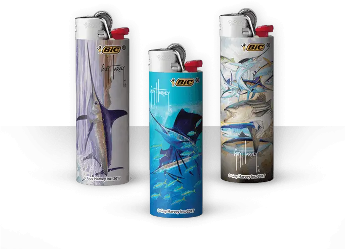 Download Hd Three Pocket Lighters Guy Harvey Bic Lighter Water Bottle Png Lighter Png