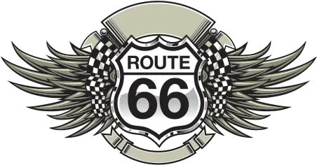 Printed Vinyl Route 66 Emblem Stickers Factory Skull With Sword And Wings Png Route 66 Logo