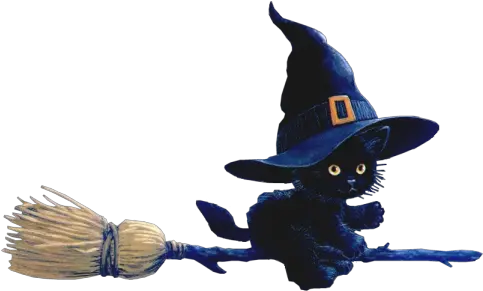 Halloween Graphics Witch Cat On Broom Png Halloween Cat Png