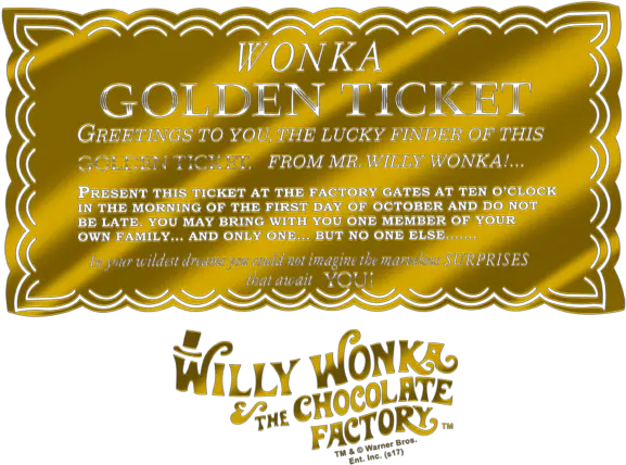Willy Wonka The Chocolate Factory Calligraphy Png Golden Ticket Png