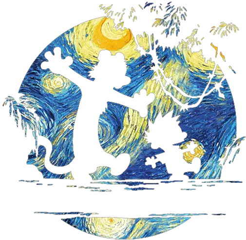 Calvin And Hobbes Starry Night Yoga Mat Art Png Starry Night Icon
