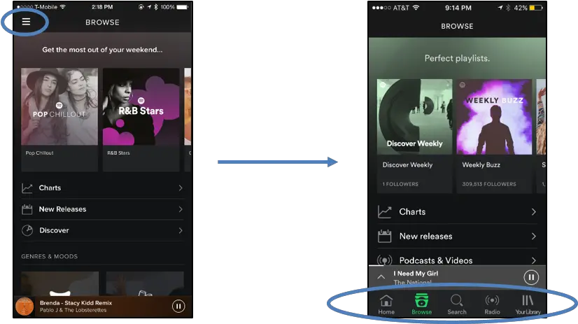 Hamburger Menu In Mobile Apps Spotify Hamburger Menu Png Hamburger Navigation Icon