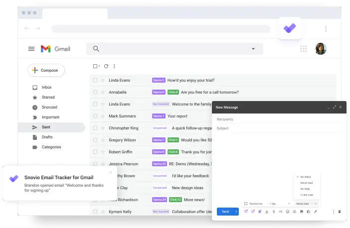 Free Email Tracker For Gmail U2022 Install Now Snovio Vertical Png Email Settings Icon