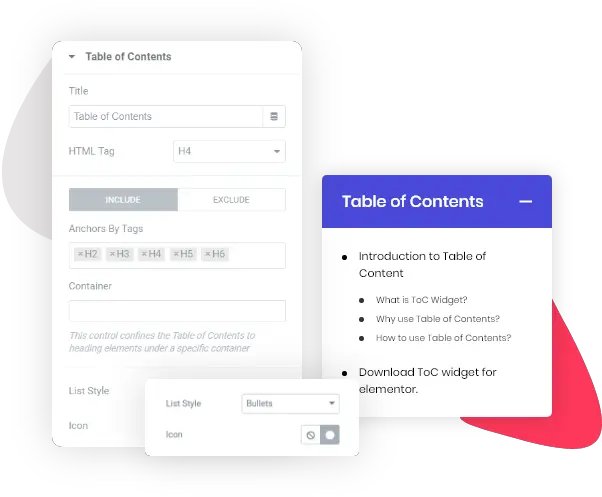 Table Of Content Widget For Elementor Elementor Toc Widget Vertical Png Word Wrap Icon