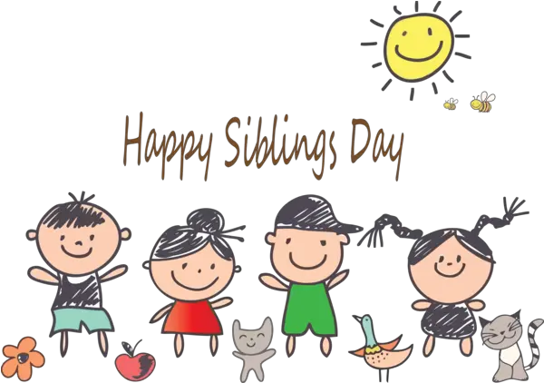 Siblings Day Cartoon People Text For Happy Happy Siblings Day 2020 Png People Cartoon Png