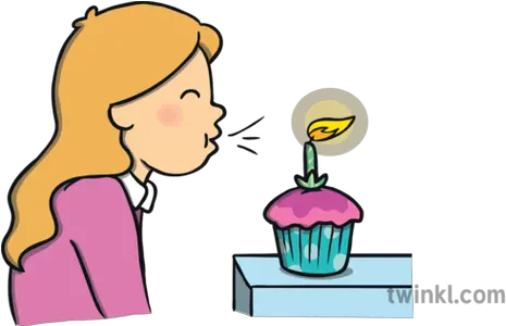 Girl Blowing Out Candle Birthday Cupcake Fairy Cake Flame Blowing A Candle Cartoon Png Birthday Cupcake Png