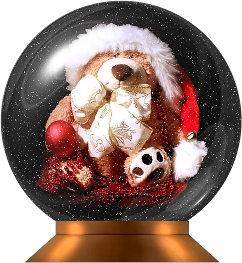 Christmas Teddy Snow Globe Santa Claus Png Globe Transparent Background