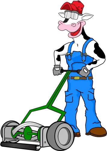 Udderly Dependable Lawn Mowing Service Mowcow Lawn Cartoon Cow Mowing Lawn Png Lawn Mower Png