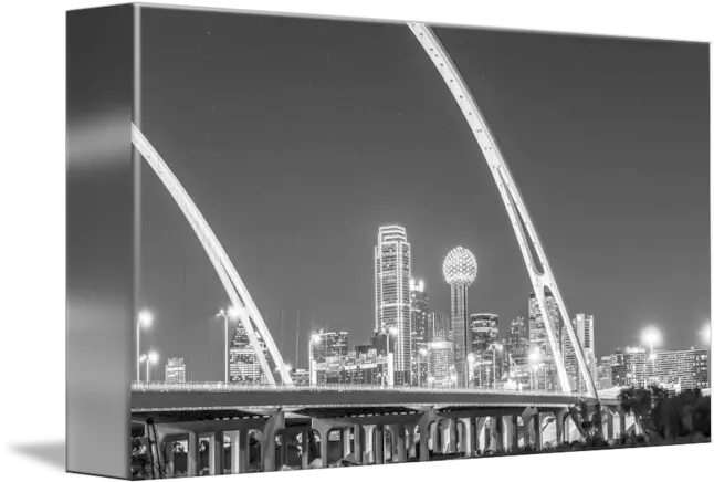 Bw Dallas Skyline Mcdermott Bridge Still Life Photography Png Dallas Skyline Png