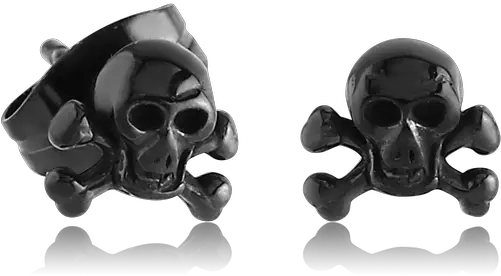 Black Pvd Coated Surgical Steel Grade 316l Skull Crossbones Solid Png Skull And Crossbones Transparent