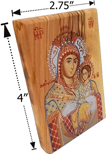 Virgin Mary Of Bethlehem Olive Wood Color Icon Traditional Png Mary Icon