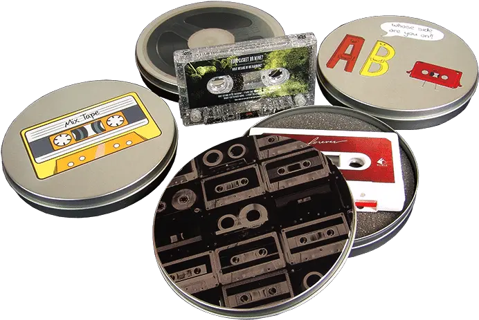 Cassette Tapes In Printed Metal Tins Band Cds Cassette Tape Png Cassette Tape Png