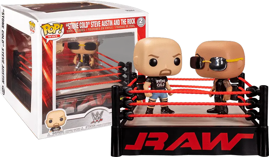 Funko Pop Wwe The Rock Vs Stone Cold In Wrestling Ring Stone Cold Steve Austin And The Rock Funko Pop Png Wwe Wrestling Icon Quiz Answers