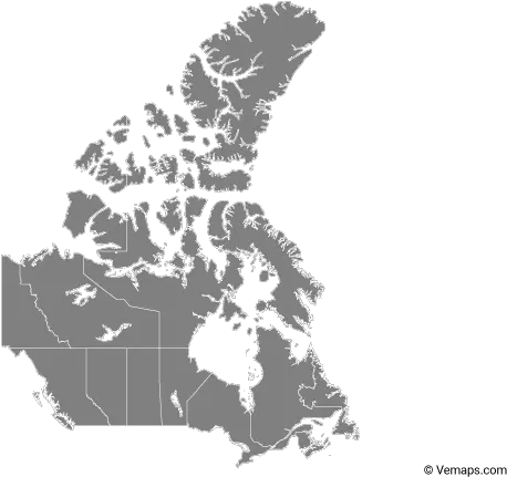 Grey Map Of Canada With Provinces And Territories North America Map Vector Png Maps Png