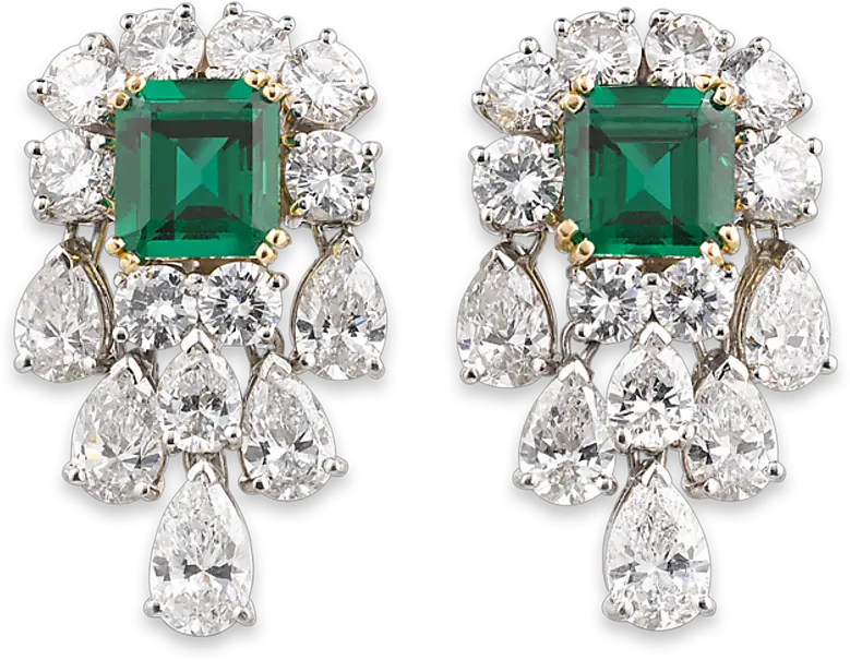 Unenhanced Emerald And Diamond Earrings Long Diamond Earrings Png Diamond Earring Png