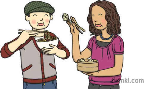Tasting Chinese Food Illustration Twinkl Cartoon Png Chinese Food Png