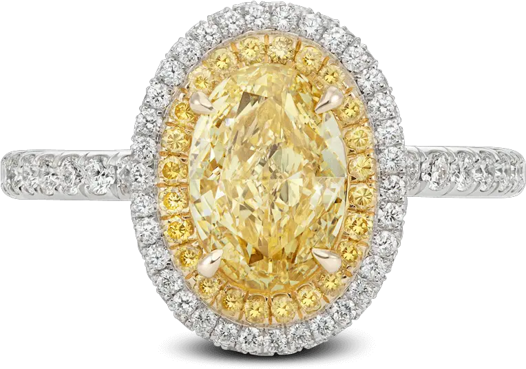 Download Ring Lumière Yellow Diamond Halo Oval White Yellow Diamond Princess Cut Rings Png Yellow Diamond Png