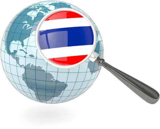 Magnified Flag With Blue Globe Illustration Of Thailand Singapore In Globe Png Thai Flag Icon