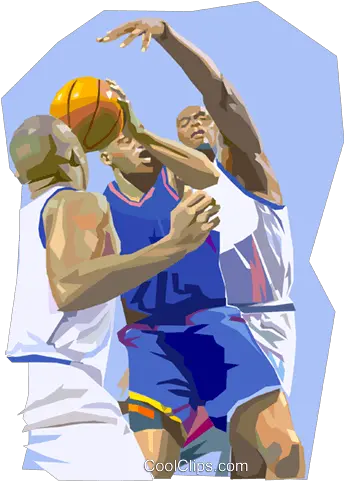 Basketball Players Fighting For Ball Royalty Free Vector Block Basketball Png Nba Players Png