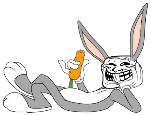 Bugs Bunny Mammal Vertebrate Cartoon Bunny Troll Face Png Troll Face Png No Background