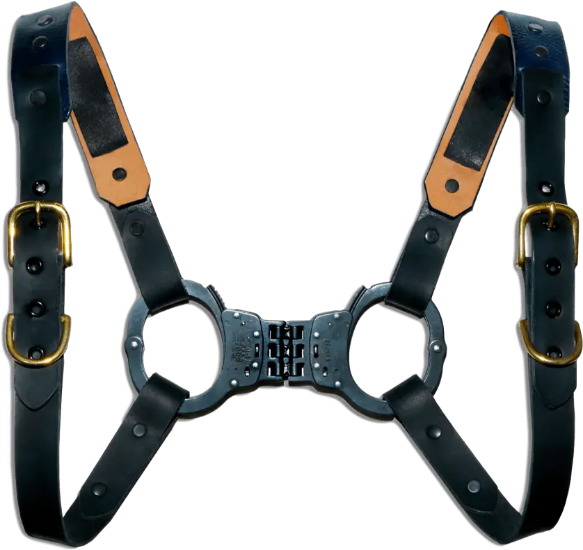 Authority Handcuff Shoulder Harness Navy Blue Black U2014 Govner Leather Belt Png Handcuff Png