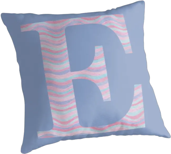 Initial E Rose Quartz And Serenity Pink Blue Wavy Lines Cushion Png Wavy Lines Png