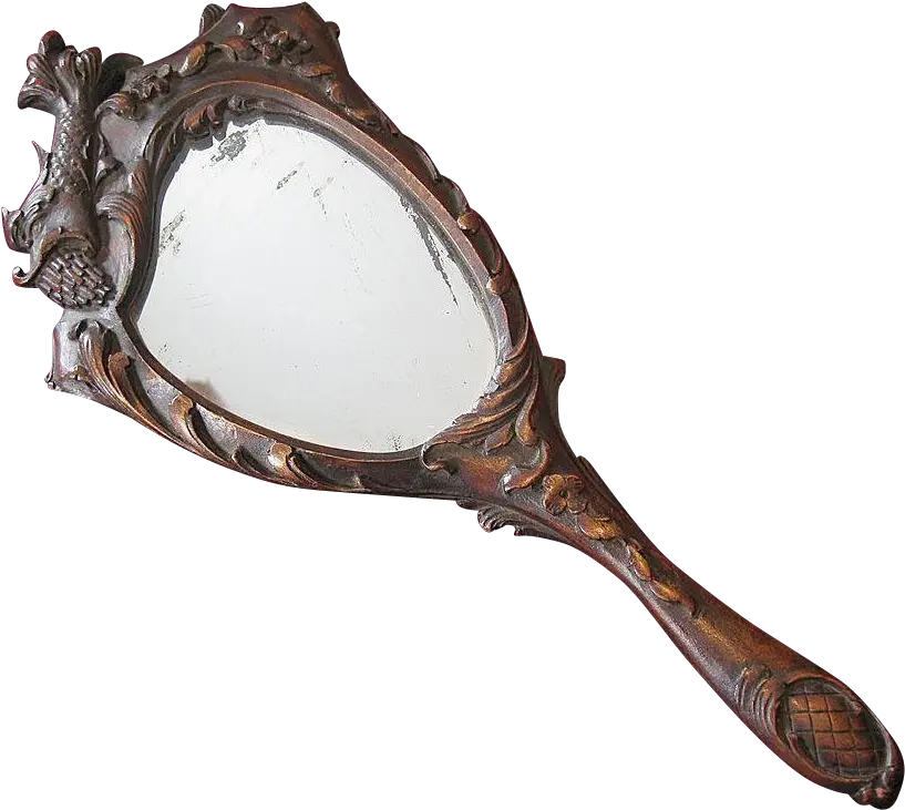 Th Century Carved Wooden Mirror Art Nouveau Hand Mirror Silver Png Hand Mirror Png