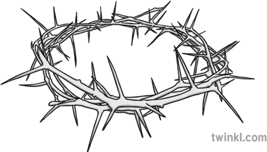 Crown Of Thorns Black And White Illustration Twinkl Black And White Drawing Crown Of Thorns Png Crown Drawing Png