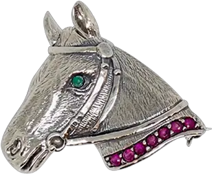 Victorian Style Horses Head Brooch And Pendant With Emerald Halter Png Horse Head Png