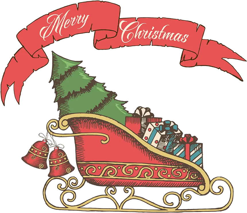 Free U0026 Cute Santa Sleigh Clipart For Your Holiday Christmas Day Png Santa Sleigh Transparent